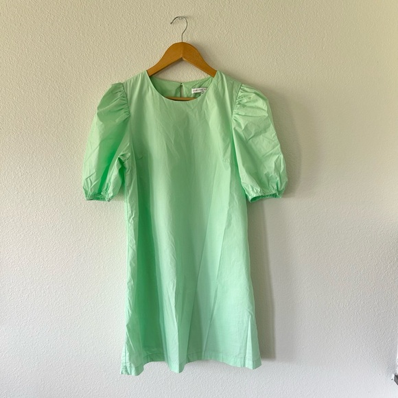 English Factory Women's Puff Sleeve Mini Dress in Mint Green - Picture 5 of 8